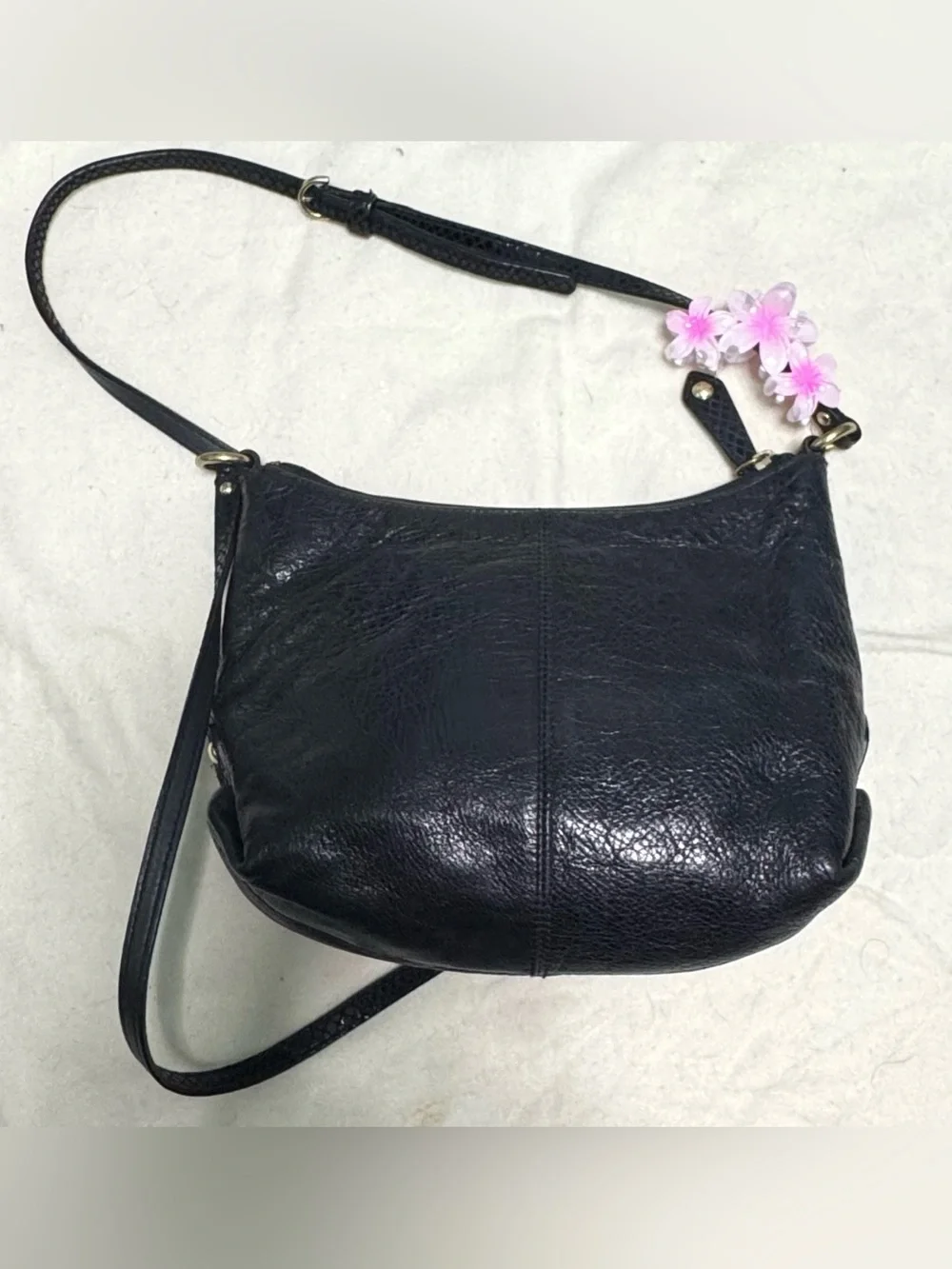 Coach Ashley Black Leather Crossbody Bag Snakeskin Embossed Accent Gold Hardware